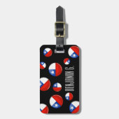 光沢のある円形のチリの旗 ラゲッジタグ (正面縦)