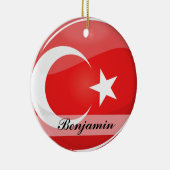 光沢のある円形のトルコの旗 セラミックオーナメント (右)