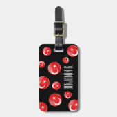 光沢のある円形のトルコの旗 ラゲッジタグ (正面縦)