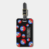 光沢のある円形のハイチの旗 ラゲッジタグ (正面縦)