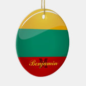 光沢のある円形のリトアニアの旗 セラミックオーナメント (右)