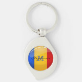 光沢のある円形のルーマニアの旗 キーホルダー (正面)