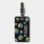 光沢のある円形の南アフリカの旗 ラゲッジタグ (正面縦)