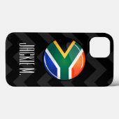 光沢のある円形の南アフリカの旗 Case-Mate iPhoneケース (裏面 (横))