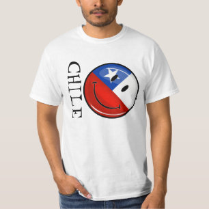 光沢のある円形の微笑のチリの旗 Tシャツ
