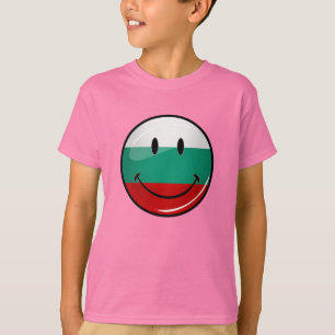 光沢のある円形の微笑のブルガリアの旗 Tシャツ