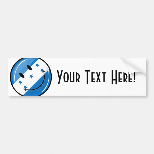 光沢のある円形の微笑のホンジュラスの旗 バンパーステッカー (正面)