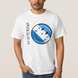 光沢のある円形の微笑のホンジュラスの旗 Tシャツ