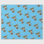 光沢のある包み紙青い猫魚 ラッピングペーパー (フラット)