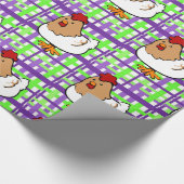 光沢のある包装紙チキンパープルイエロープレイド ラッピングペーパー (角)