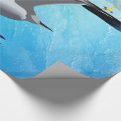 光沢のある包装紙、カモメの鳥魚波 ラッピングペーパー (角)