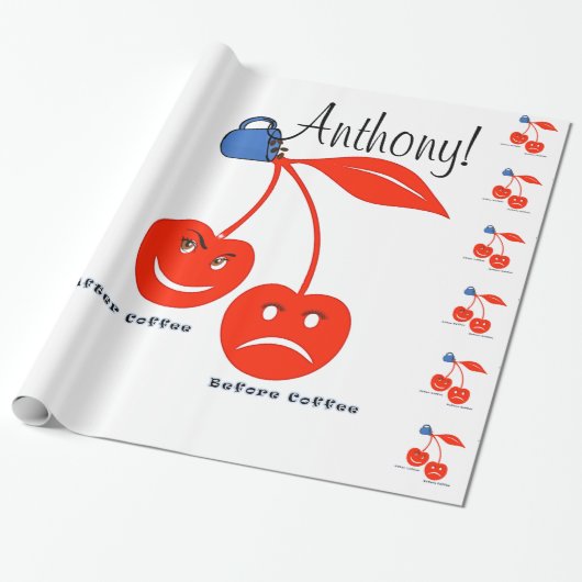 光沢のある包装紙、コーヒーチェリーの前 ラッピングペーパー (アンロールド)