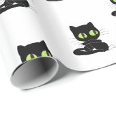 光沢のある包装紙 黒猫の緑の目 ラッピングペーパー (ロールコーナー)