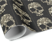 光沢のある包装紙、30" x 6'スカル ラッピングペーパー (ロールコーナー)