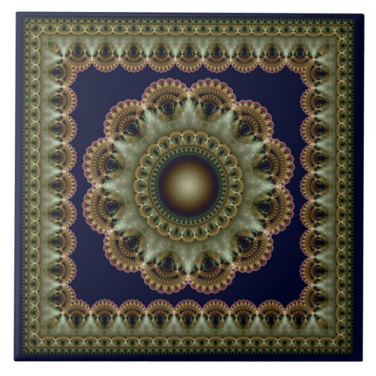 光沢のある回転オーナメント曼荼羅 タイル (正面)