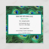 光沢のある大きな孔雀の羽 スクエア名刺 (裏面)