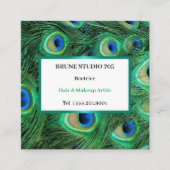 光沢のある大きな孔雀の羽 スクエア名刺 (正面)