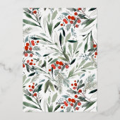 光沢のある天国と自然のクリスマスフォトを歌う 箔シーズンカード (裏面)