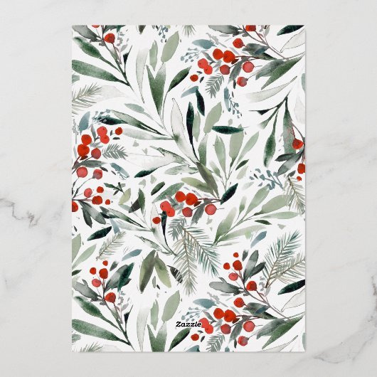 光沢のある天国と自然のクリスマスフォトを歌う 箔シーズンカード (裏面)