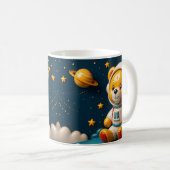 光沢のある宇宙飛行士テディ コーヒーマグカップ (正面右)