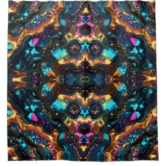 光沢のある宝石を持つ黄金鉱脈 シャワーカーテン