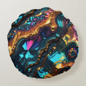 光沢のある宝石を持つ黄金鉱脈 ラウンドクッション (裏面)