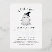 光沢のある小さなブハロウィーン女の子の赤ちゃんシャワー 箔招待状 (正面)