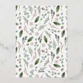 光沢のある常緑の思い出 | 10フォトクリスマス 箔シーズンカード (裏面)