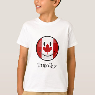 光沢のある微笑のカナダの旗 Tシャツ