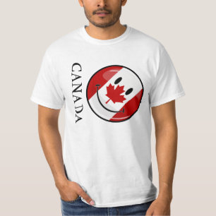 光沢のある微笑のカナダの旗 Tシャツ