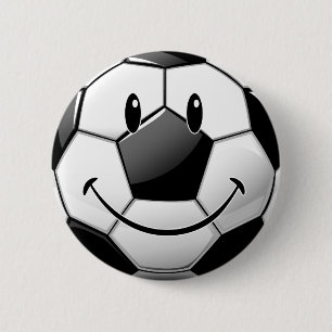 光沢のある微笑の漫画のサッカーボール 缶バッジ