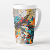 光沢のある抽象芸術シェイプのスプラッシュ カフェラテマグ (右アングル)