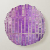 光沢のある明るい抽象芸術モザイクバイオレット背景 ラウンドクッション (裏面)