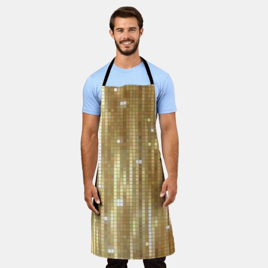 光沢のある明るい抽象芸術モザイク黄金の背景 エプロン (着用した状態)