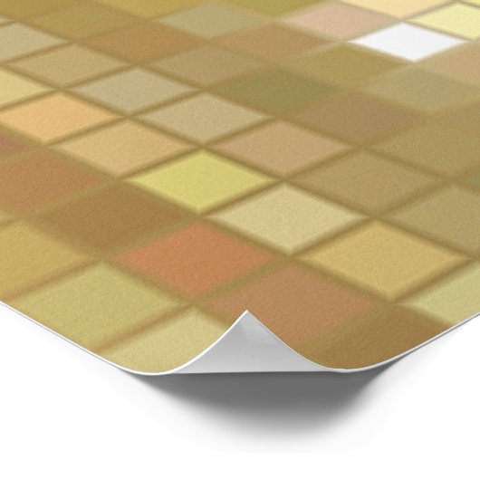 光沢のある明るい抽象芸術モザイク黄金の背景 ポスター (角)