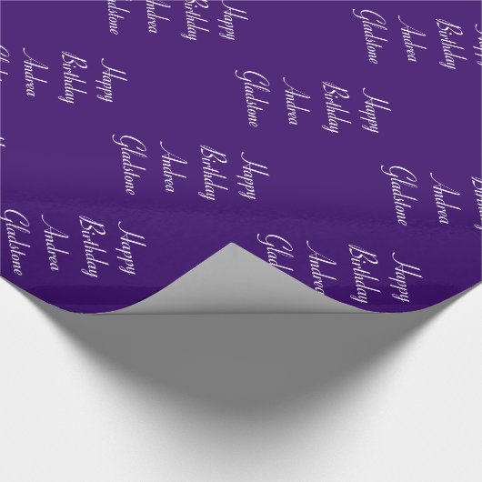 光沢のある暗い紫色か青の誕生日の包装紙 ラッピングペーパー (角)