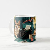 光沢のある毛皮と紳士のヴィンテージを持つCorgi Dog コーヒーマグカップ (正面左)