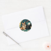 光沢のある毛皮と紳士のヴィンテージを持つCorgi Dog ラウンドシール (封筒)