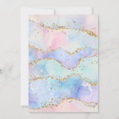 光沢のある水の色グリッター紫の女の子赤ちゃんシャワー 招待状 (裏面)