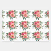 光沢のある水色クリスマスフラワーラッピング紙 ラッピングペーパーシート (正面3)