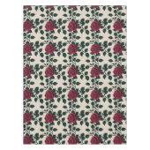 光沢のある深紅のバラと濃緑の葉 テーブルクロス (正面)