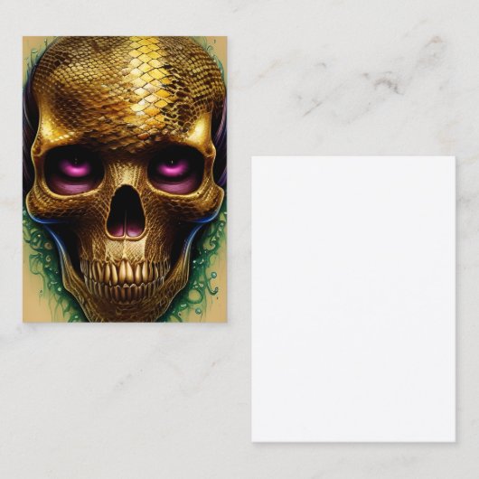 光沢のある滑らかなガラス探し金ゴールドスカル 名刺 (正面/裏面)
