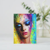 光沢のある滑らかなガラス絵を描ブブラシのストローク滴下 シーズンポストカード (スタンド正面)