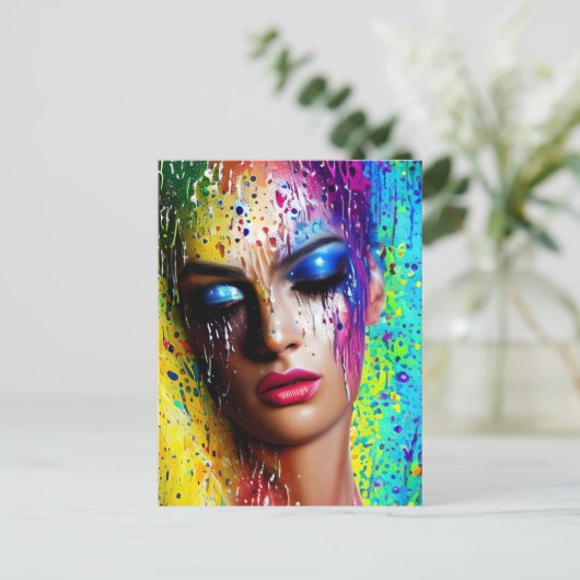 光沢のある滑らかなガラス絵を描ブブラシのストローク滴下 シーズンポストカード (スタンド正面)