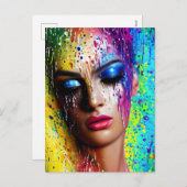 光沢のある滑らかなガラス絵を描ブブラシのストローク滴下 シーズンポストカード (正面/裏面)