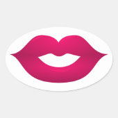 光沢のある濃いピンクの唇の楕円シール 楕円形シール (正面)