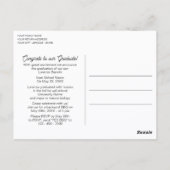 光沢のある濃い青の緑の卒業発表 ポストカード (裏面)