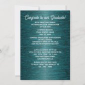 光沢のある濃い青の緑の卒業 案内状 (裏面)