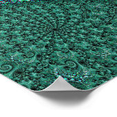 光沢のある濡れたティール(緑がかった色)斑点タコのフラクタル芸術 ポスター (角)