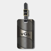 光沢のある灰色のメタリックモダン幾何学的デザイン ラゲッジタグ (正面縦)